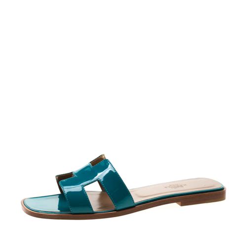 hermes teal sandals|authentic Hermes sandals.